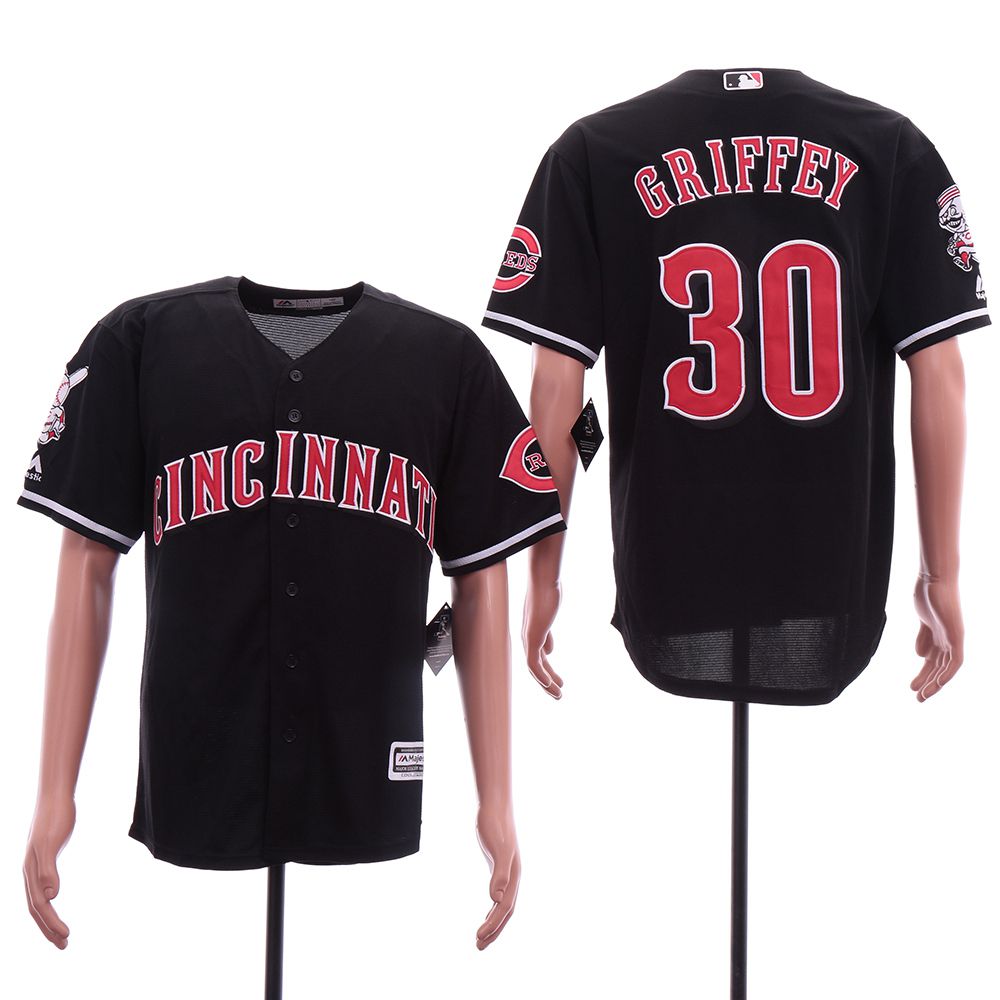 Men Cincinnati Reds #30 Griffey Black Game MLB Jerseys